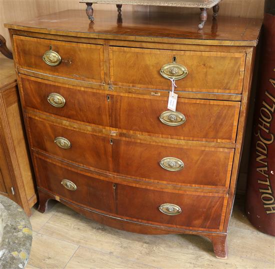 A Regency mahogany bow front chest of drawers W.107cm